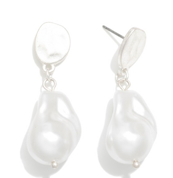Pearl Gleam Drop Earrings - Silver