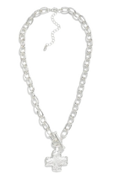 Cross Your Heart Necklace - Silver