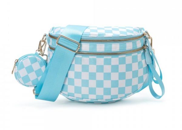 The Go Anywhere Crossbody Bag - Blue Checker