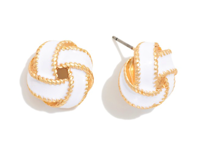Enamel Knot Studs - White