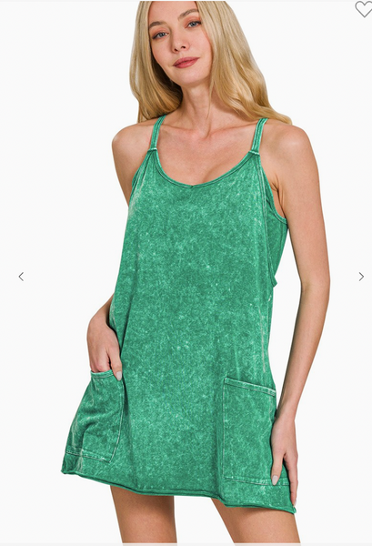 Coastal Crush Romper Dress - Green