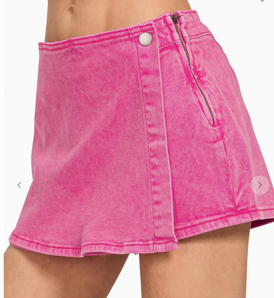 Downtown Denim Skort - Pink