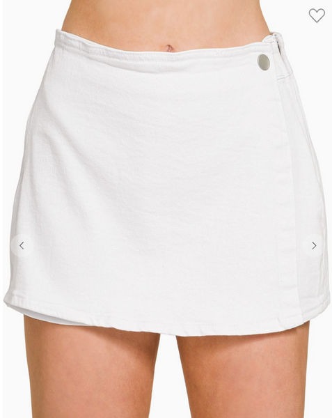 Downtown Denim Skort - White