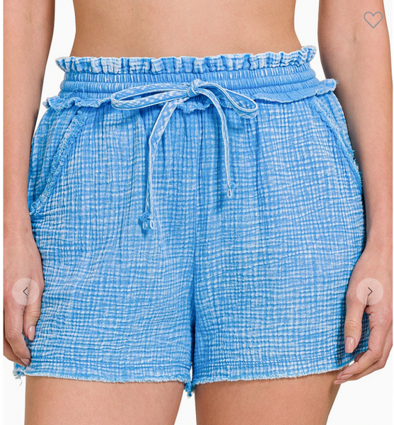 Everyday Ease Gauze Shorts - Blue