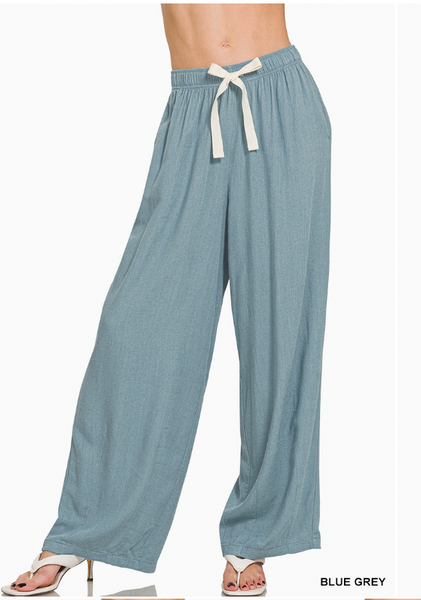 Coastal Breeze Linen Pants - Lt Blue