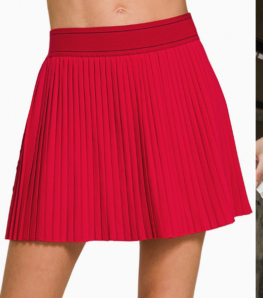 Prep Pleat Skort - Red