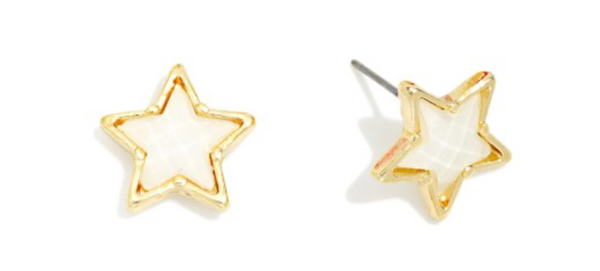 Americana Star Stud Earrings - White