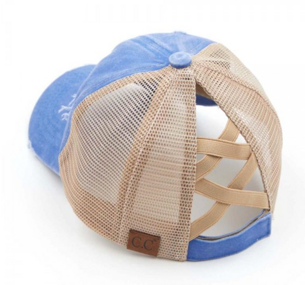 Distressed CC Baseball Cap - Blue