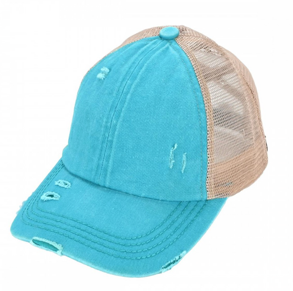 Distressed CC Baseball Cap - Turquoise