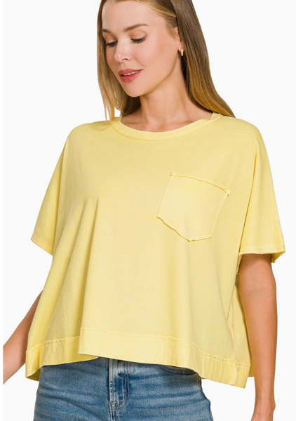 Washed Away Oversized Top - Yellow