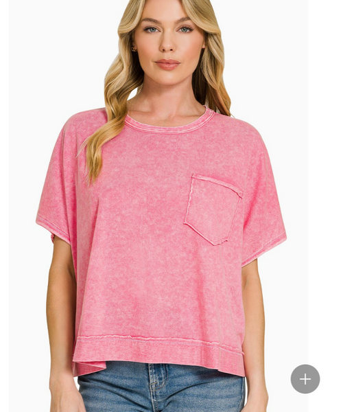 Washed Away Oversized Top - Pink