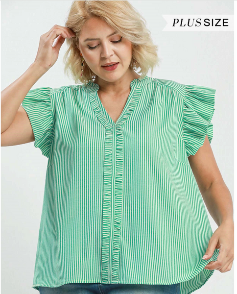 Ruffle Me Pretty Blouse - Green