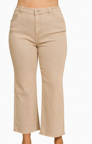 Acid Washed Bootcut Pants - Ash Mocha