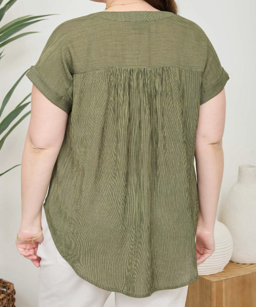 The Perfect Pinstripe Top - Olive