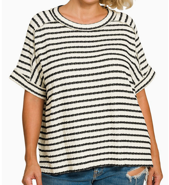 Harbor Stripe Top - Black