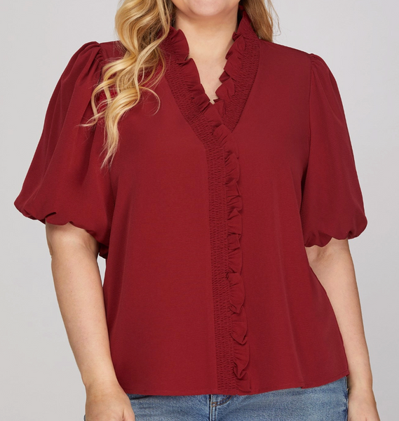 Catching Compliments Blouse - Wine