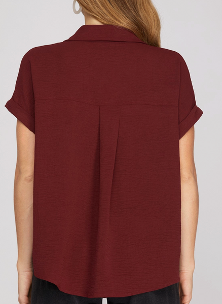 Minimal Mood Blouse - Burgundy