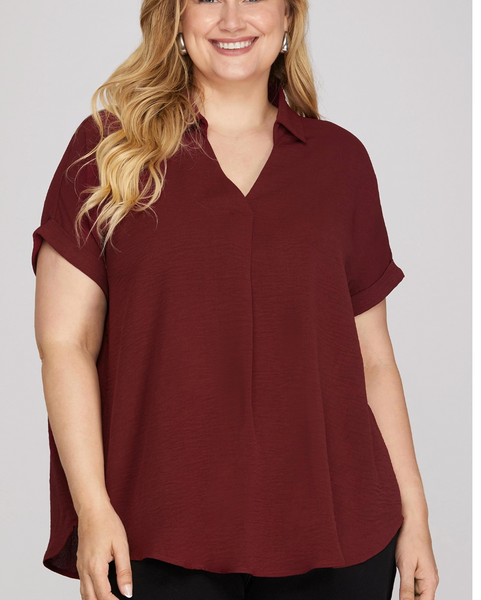 Minimal Mood Blouse - Burgundy