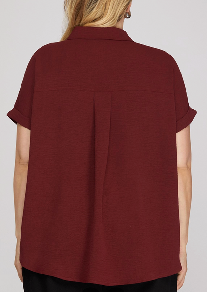 Minimal Mood Blouse - Burgundy