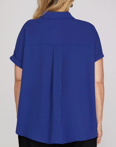 Minimal Mood Blouse - Royal Blue