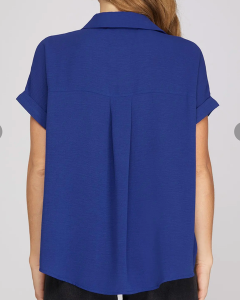Minimal Mood Blouse - Royal Blue