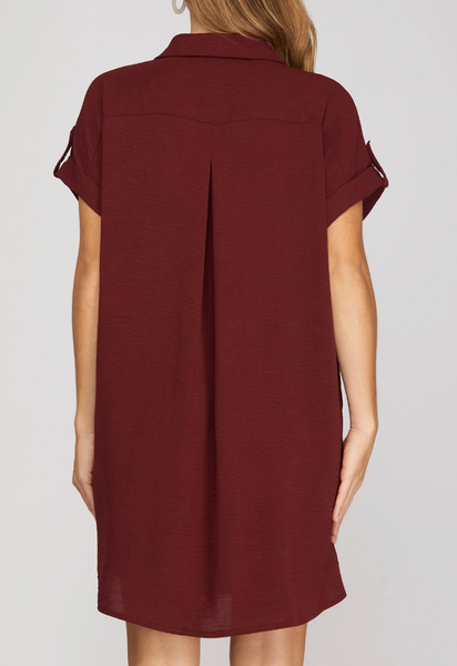 The Sunday Stroll Dress - Burgundy