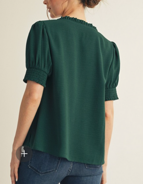 Sweet Bloom Blouse - Hunter Green