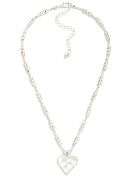 Little Love Beaded Necklace - Silver