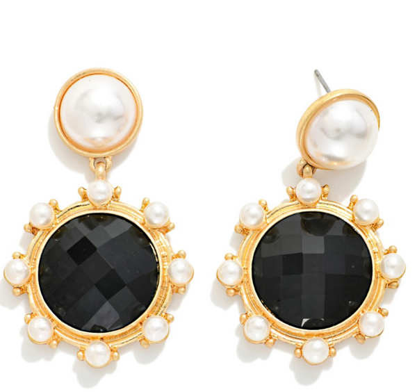Daisy Drop Earrings - Black