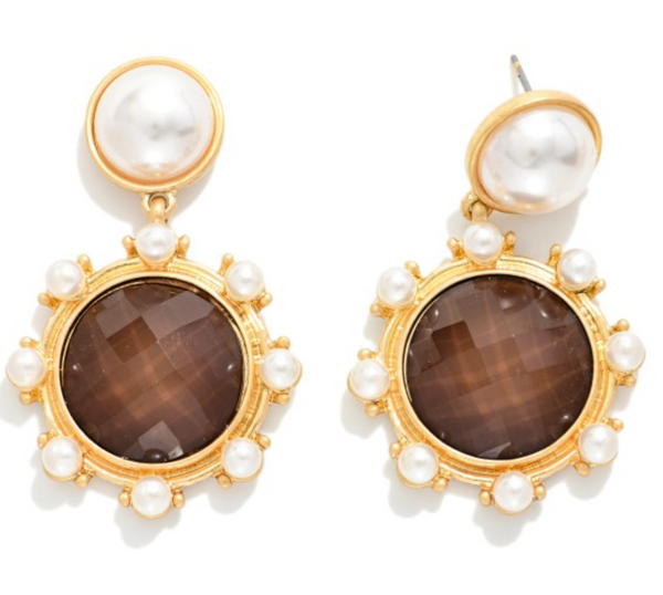 Daisy Drop Earrings - Brown