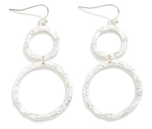 Circle Back Drop Earrings - Silver