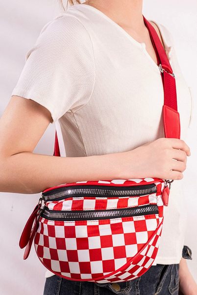 Going Places Crossbody Bag - Red Checkered