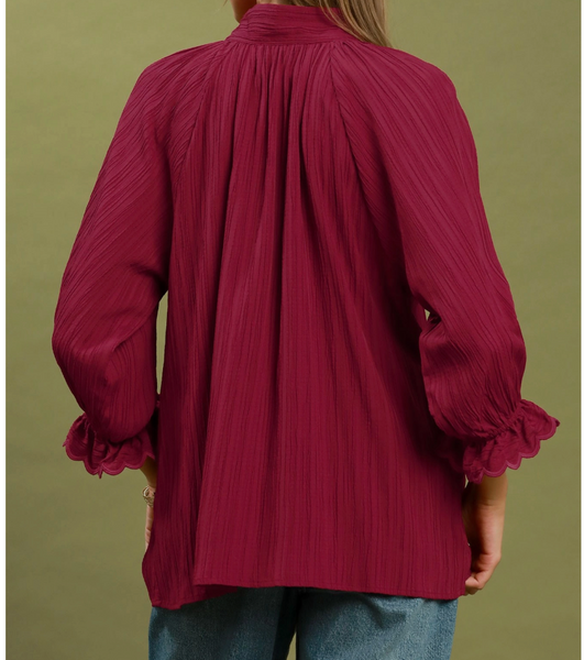 Falling For You Blouse - Burgundy