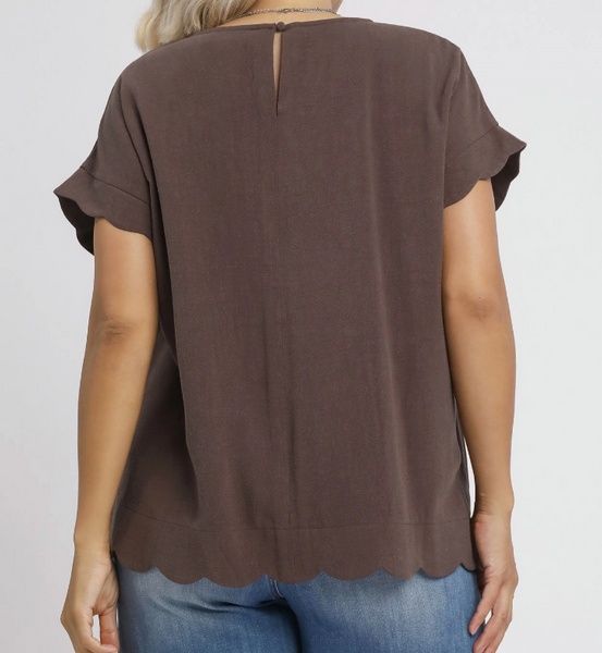 Scalloped Edge Top - Espresso