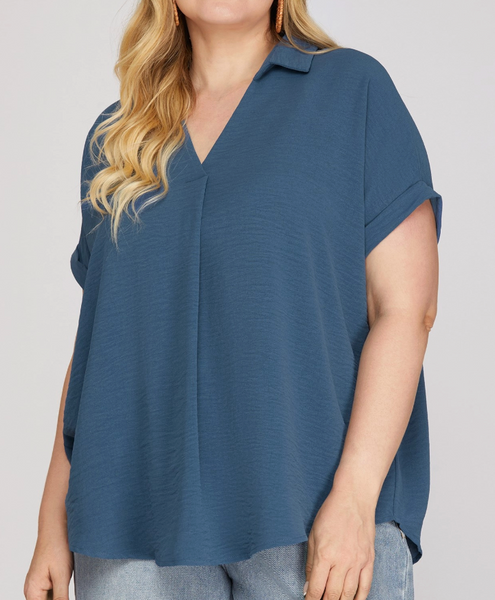Minimal Mood Blouse - Dusty Blue
