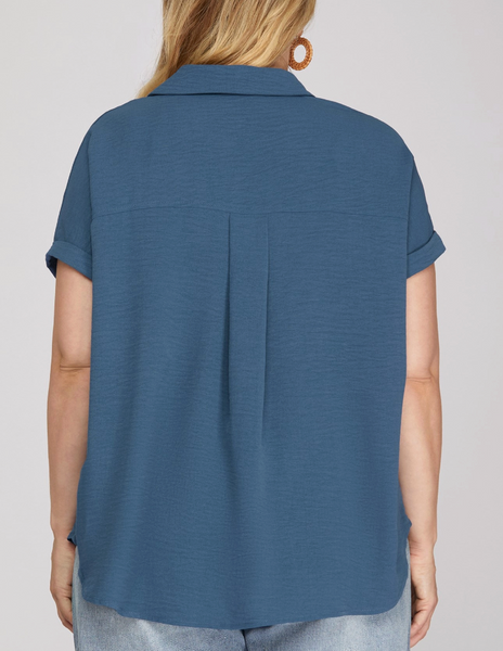 Minimal Mood Blouse - Dusty Blue