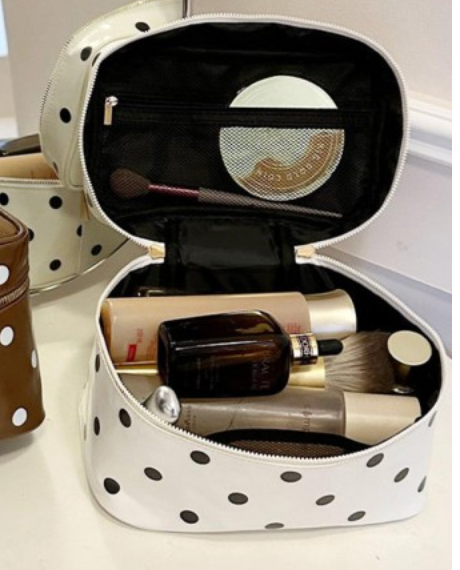 Polka Dot Cosmetic Case - Black